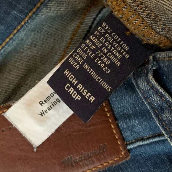 Madewell High Riser Crop front pocket skinny medium dark wash size 25 jeans - Picture 9 of 9